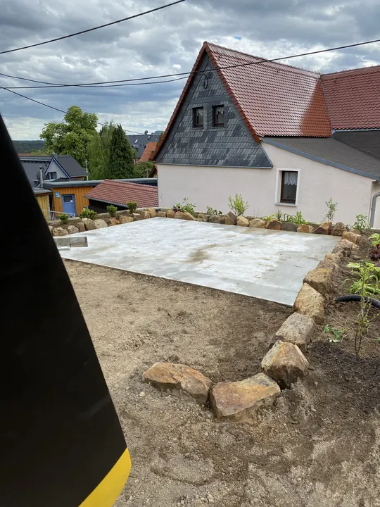 Die Fläche für Sauna und Terrasse.